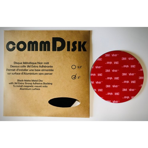 COMMDISK5 - Disques Métalliques Noir mât avec colle Extra Forte 3M  au dos, 5po comm disk