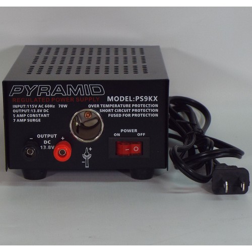 PS9KX - Bloc d'alimentation Pyramid 5 amp. continu, 7 amp. surge, avec prise allume-cigarette 