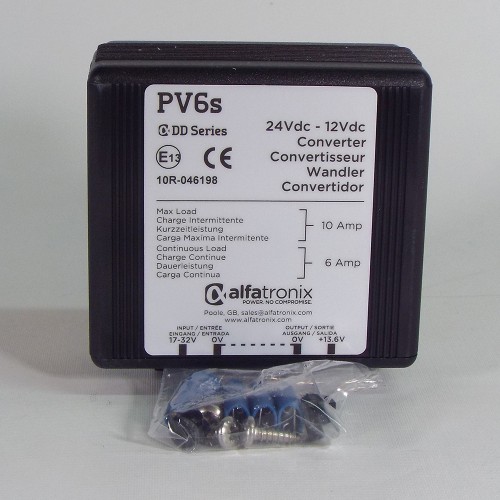 PV6s - Convertisseur Alfatronix 24 VDC à 12 VDC, 6 amp. continu, 10 amp. surge